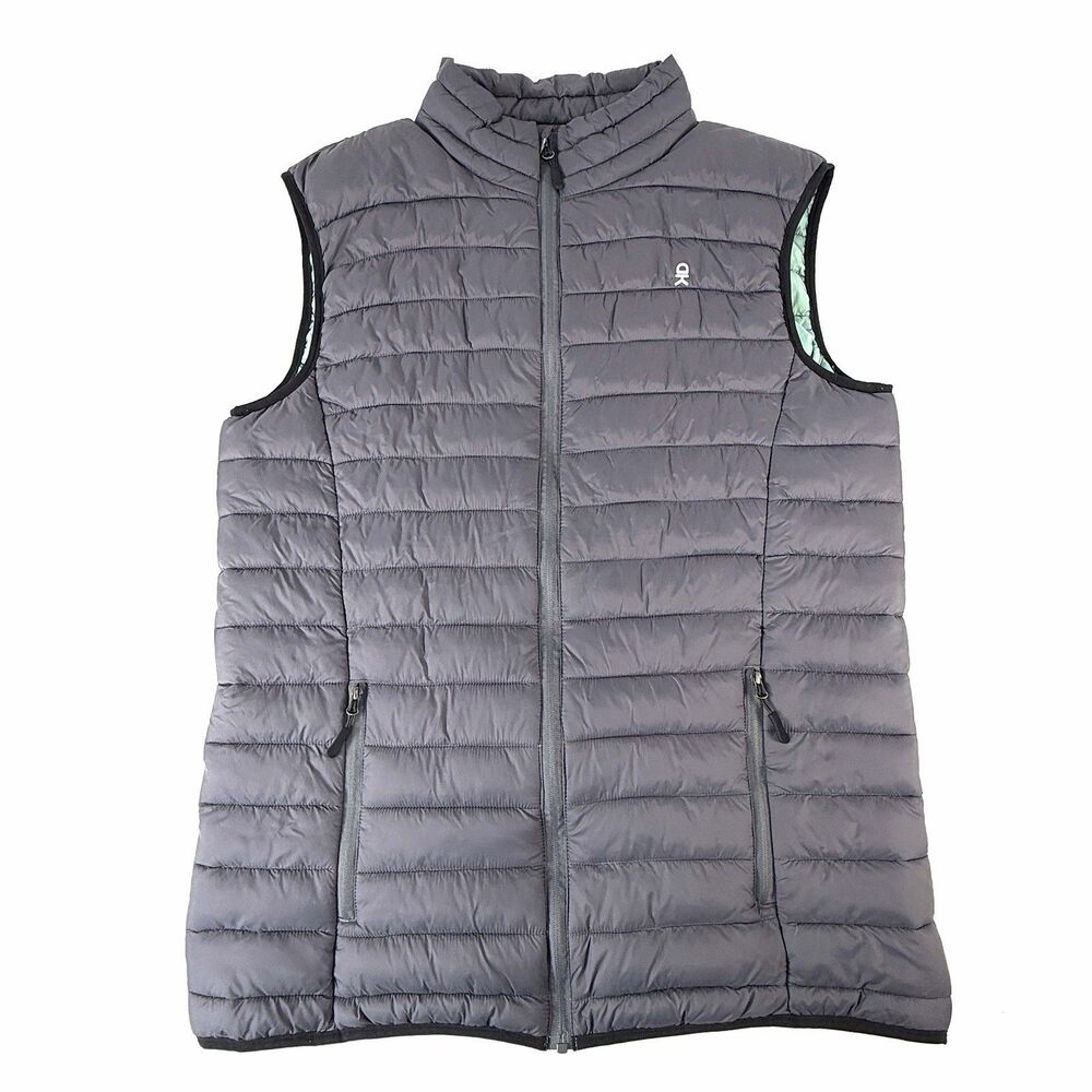 Little Donkey Andy Mens Vest M Gray Lightweight Quilted Puffer Full Zip Outdoor